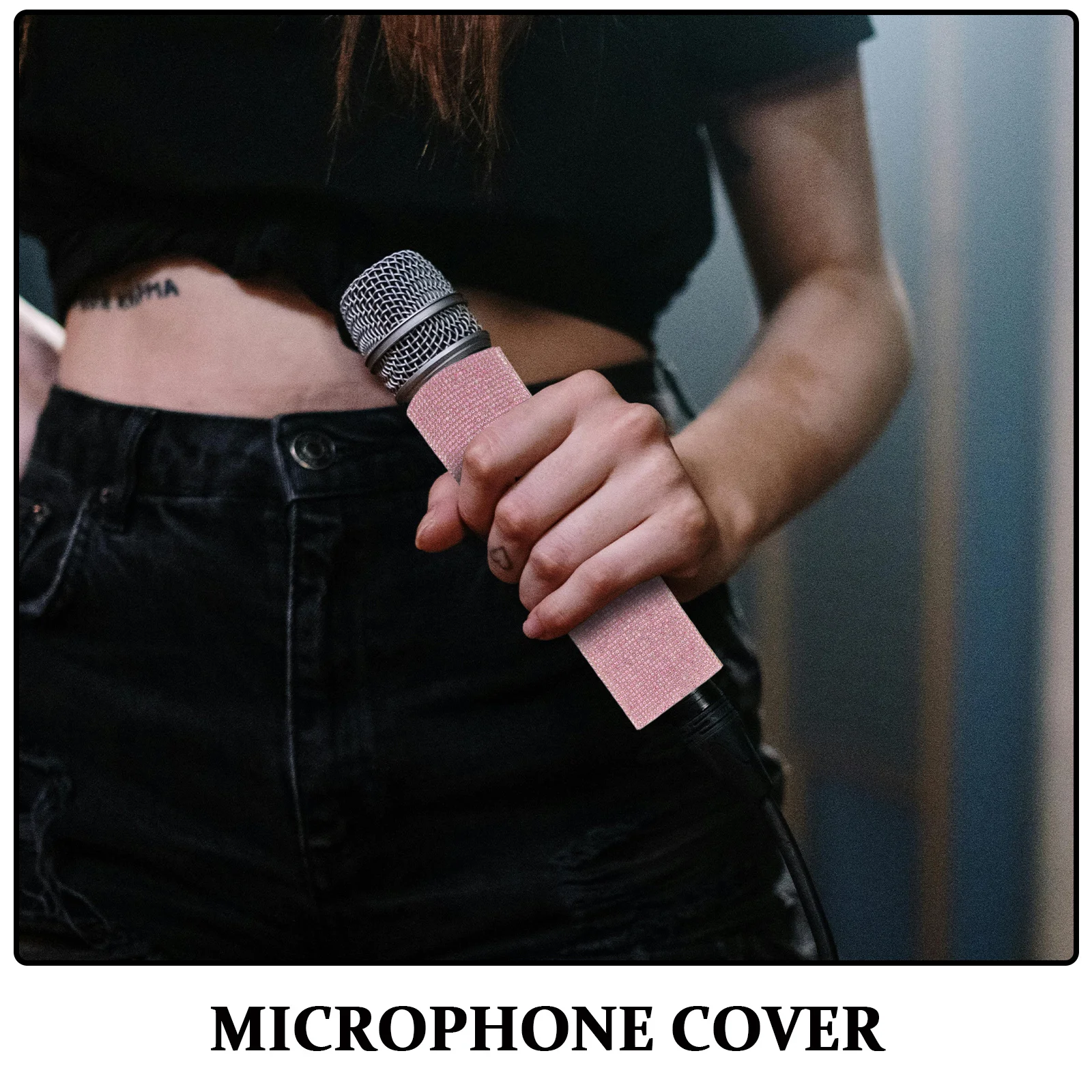 Sparkling Rhinestone Cover for Wireless Microphone Glitter Handle Sleeve Protection Stylish Mic Decorator for Club Bar