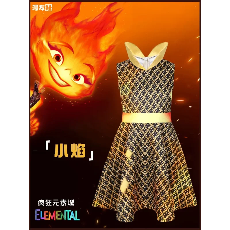 Halloween cosplay animated movie Crazy Elemental City cosEmber Fire Wade Water Dress Party Dress