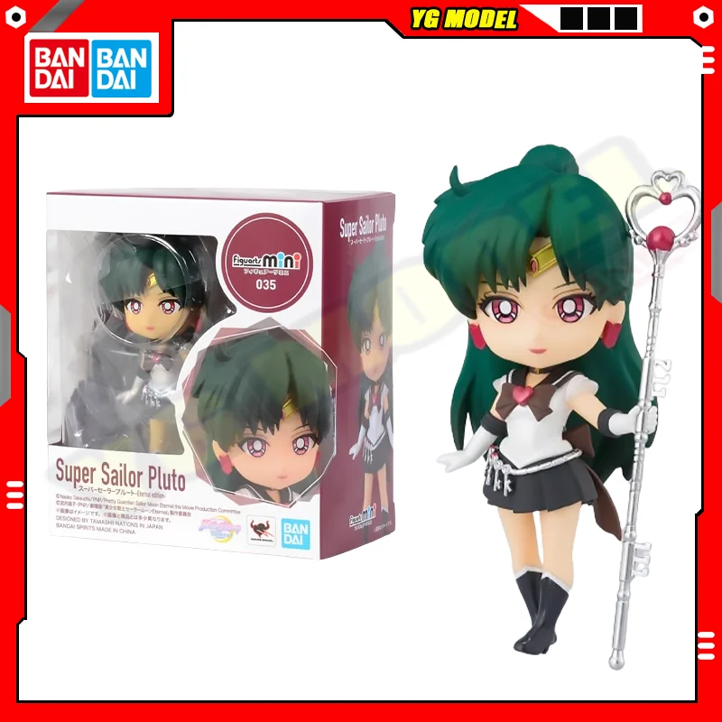 BANDAI Sailor MoonS Action Figures Meiou Setsuna Q-version Active Joint Figures Figuarts Mini Standing Doll Toys Original