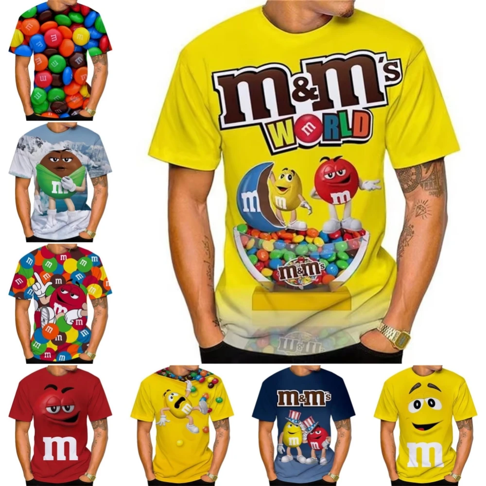 2024 New Men and Women Fashion 3D T Shirts Food m&m's Print T-shirt Casual Round Neck Short Sleeve Kids Tees Funny Tops 100-6XL