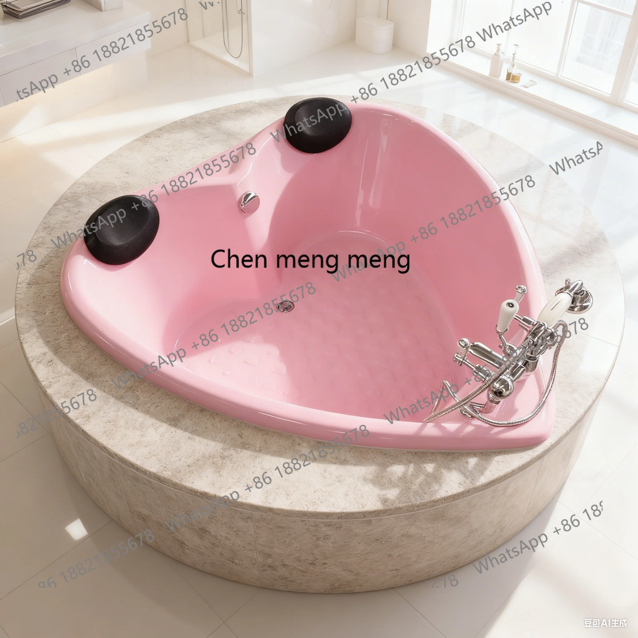 

Princess pink love type embedded with non-slip hotel B & B home double acrylic color terrace bathtub