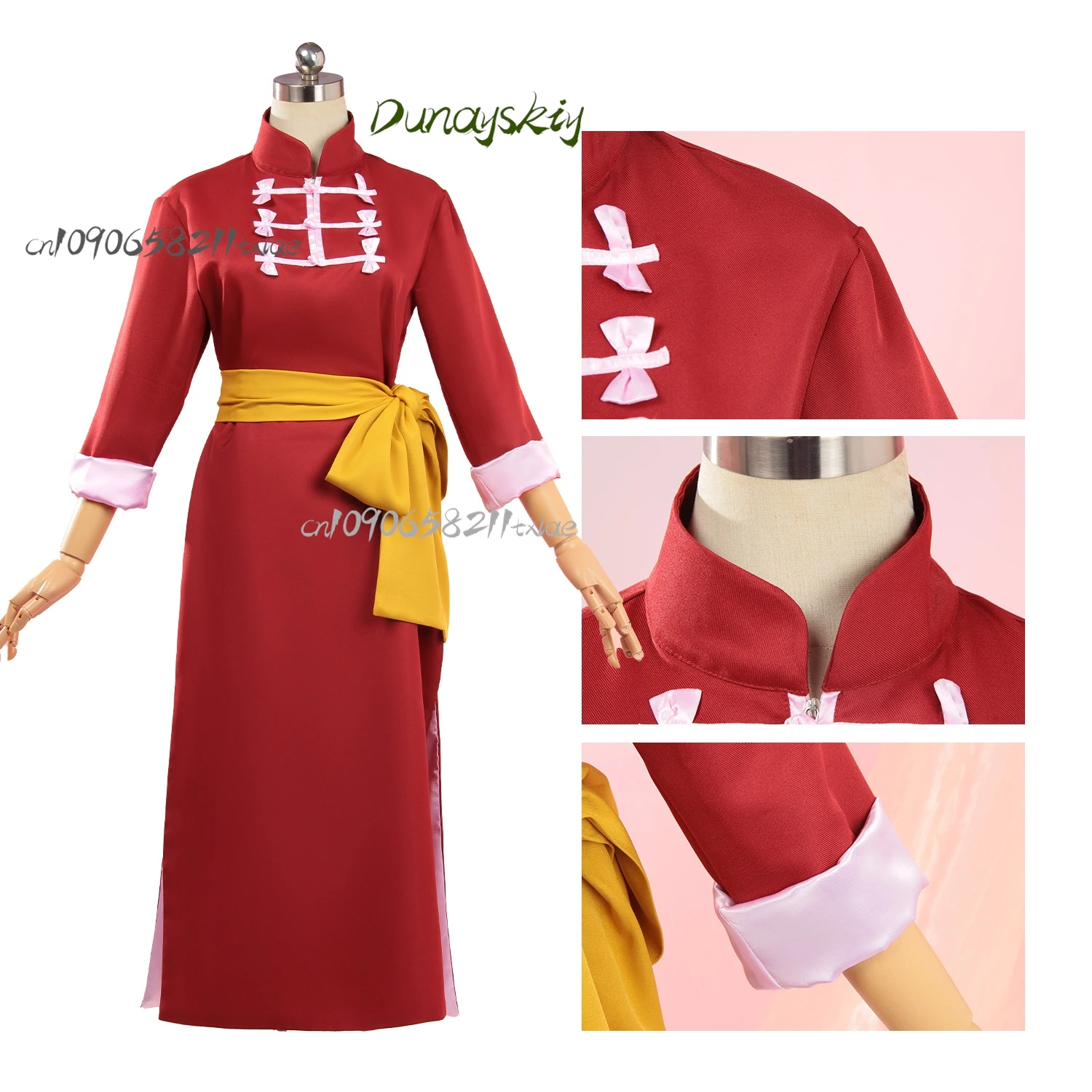 Anime Gintama Intama Silver Soul Kagura Cosplay Costume Wig Chinese Style Training Clothes Red Dress Headwear Party Customized