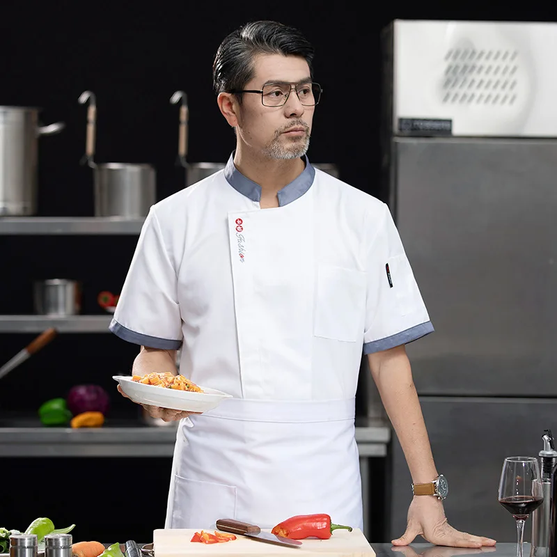 

Рабочая одежда для поваров, одежда с короткими рукавами для весны/лета, для предприятий общественного питания, гостиниц, ресторанов, китайских ресторанов, кухонная одежда, одежда для пекарей.