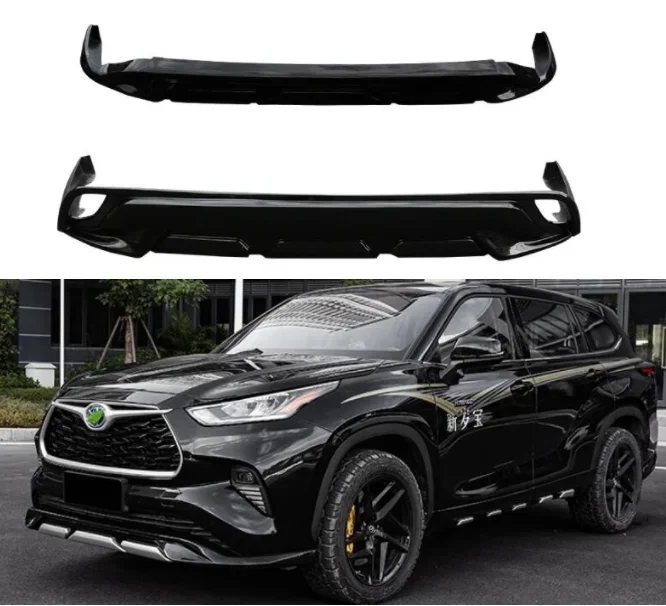 New！ ABS Black Knight Car Bumper Front Lip Rear Diffuser Side Skirt Body kit For Toyota Highlander XSE 2021 2022 2023 2024 