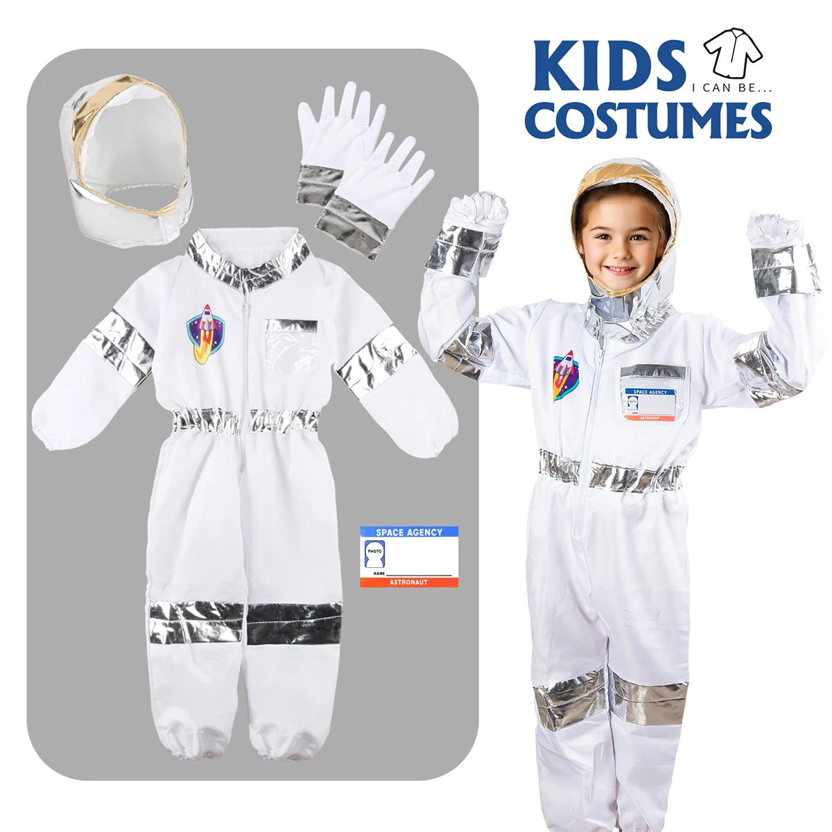 Conjunto de disfraz de astronauta simulado, traje de juego de rol con temática espacial infantil con accesorios, regalos creativos para niños y niñas