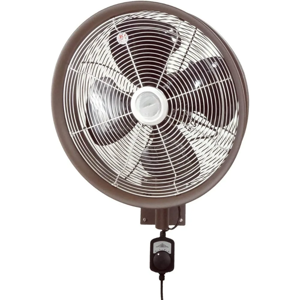 Oscillating Wall Mounted Outdoor-Rated Fan,Hard Resin Mold-Resistant Fan Blade with Mounting Bracket 18”, Dark Brown