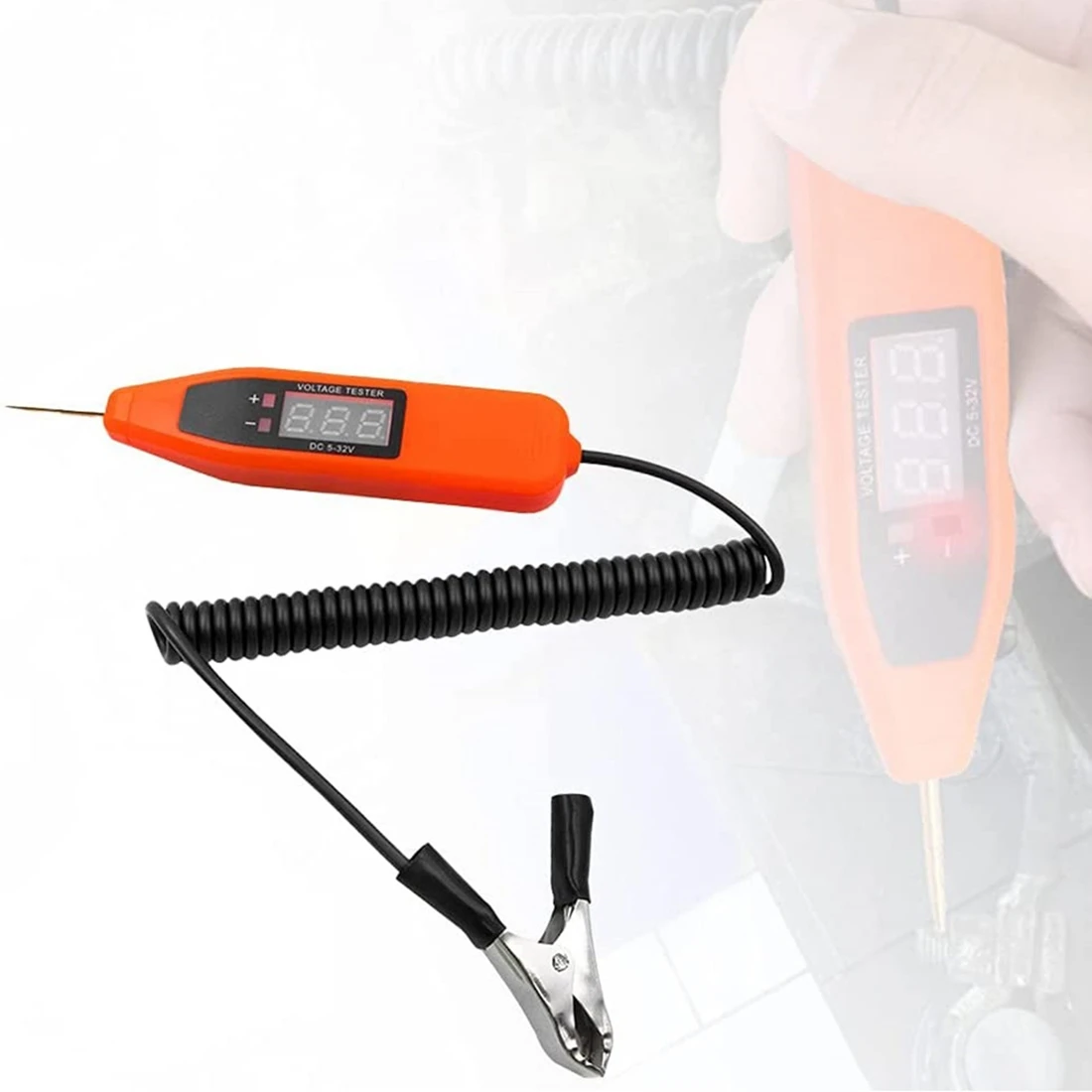 Car Electric Circuit Tester, Universal 5-32V Car Auto Electrical Voltage Test Probe Pen with Alligator Clip (Orange)