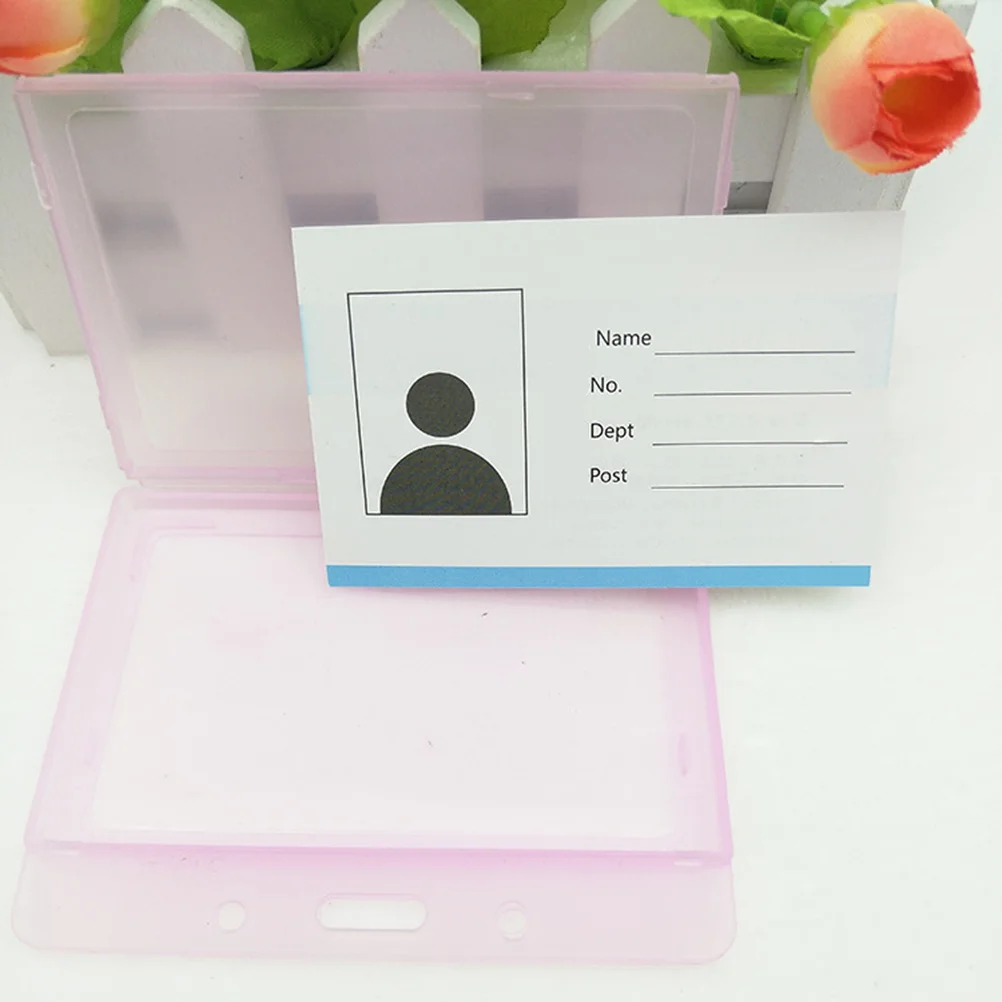 

10pcs Id Holder Waterproof Dull Polished Colored Name Tag Case For Office School Badge Cover Portable Lanyard Compatible Scratch