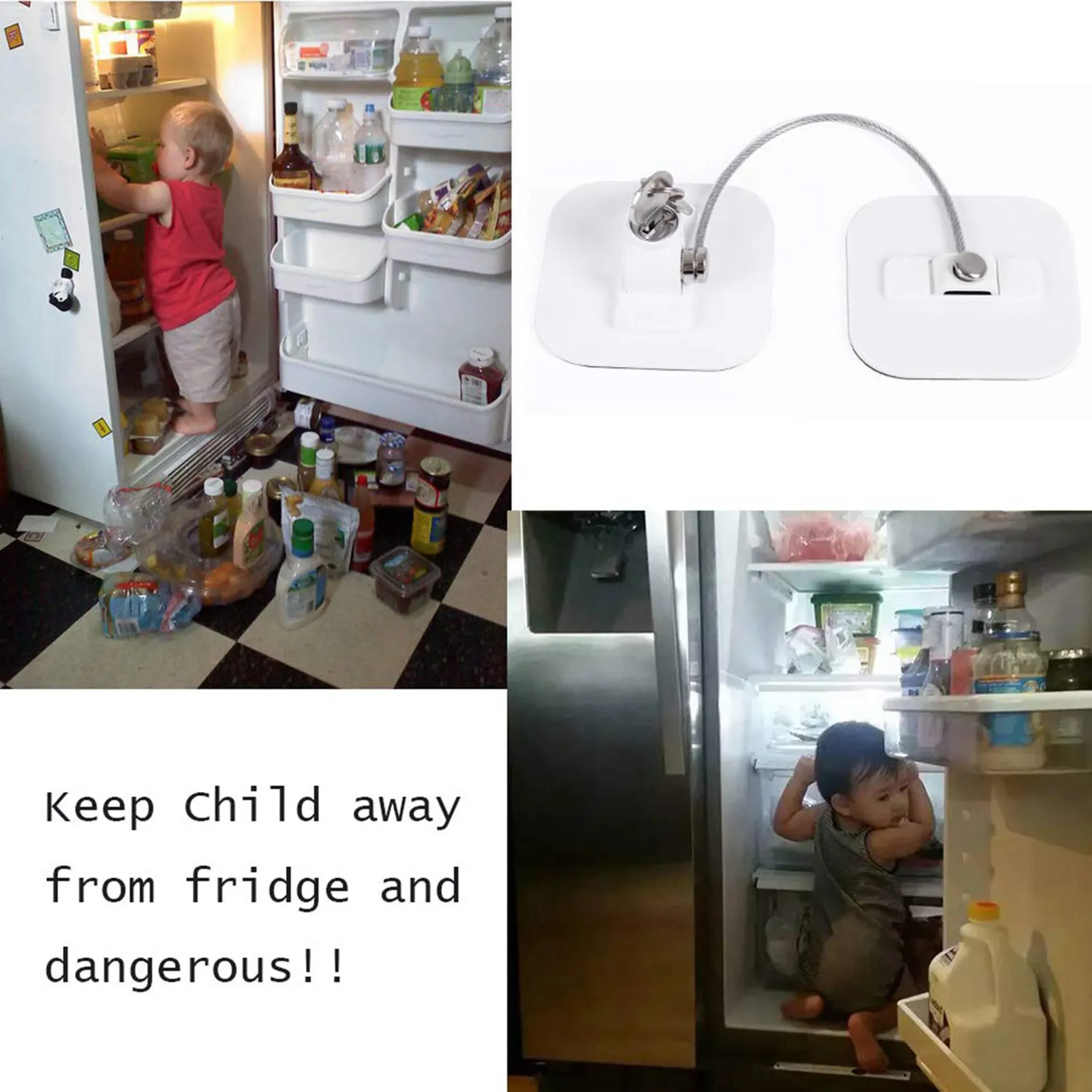 Fridge Lock,Refrigerator Locks,Freezer Lock With Key For Child Safety,Locks To Lock Fridge And Cabinets-2Pack-A68E