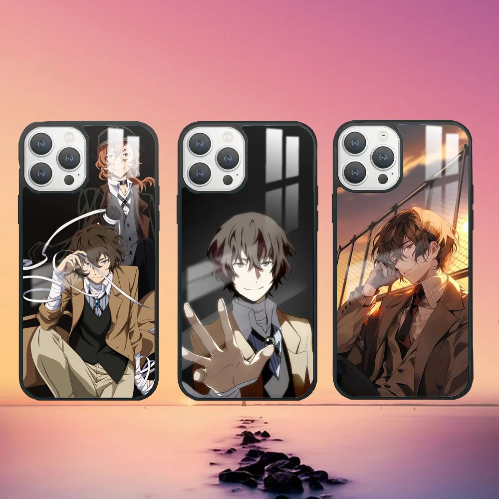 B-Bungo Stray Dogs Double Black Phone Case For iPhone 16 15 14 13 12 11 Pro Max Plus Mini Fashion High Quality mirror phone case