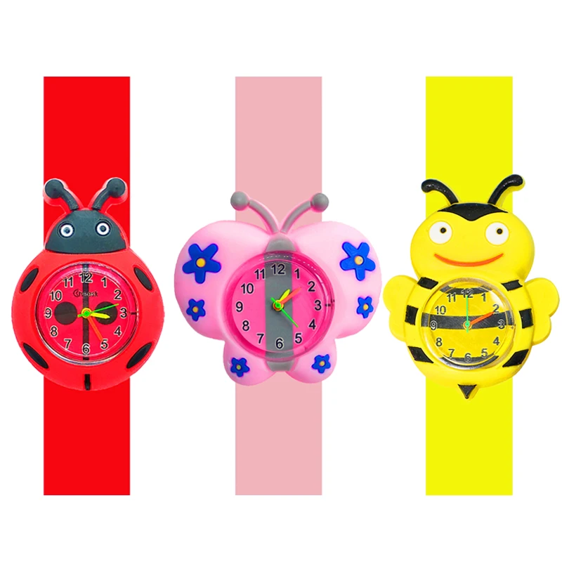 Beautiful Butterfly, Bees, Ladybug Watches for Children Toys Life Waterproof Silicone Kids Slap Wrist Watch Baby 1-year-old gift