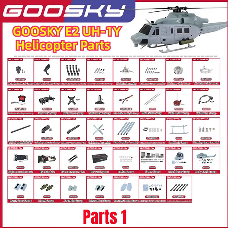 GOOSKY E2 GPS UH-1Y RC Helicopter Parts Fuselage main blade shaft Swashplate
