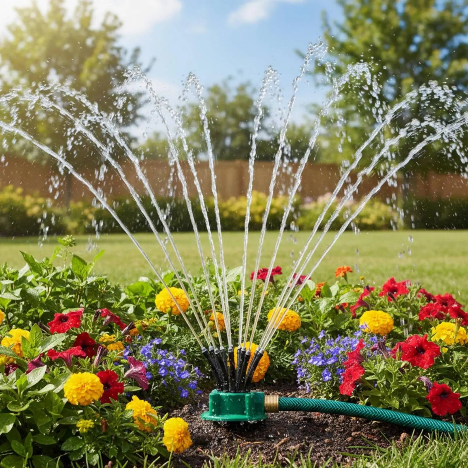 Rotary Sprinkler Multi Head 360 Water Sprinkler Garden Stake Base Lawn Irrigation Diffuser for Plants