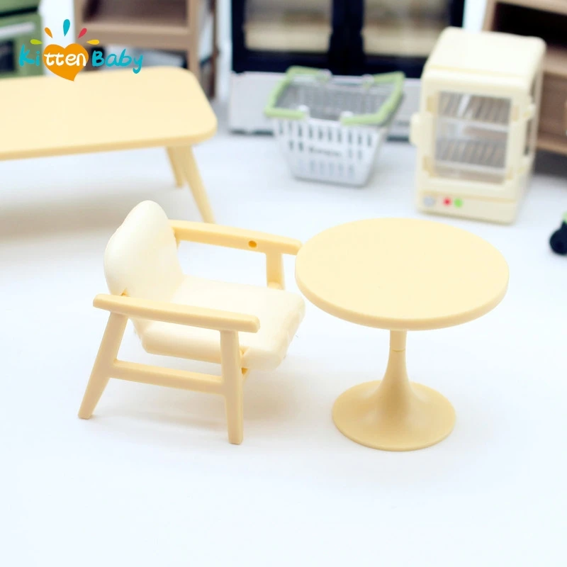 1:12 Dollhouse Miniature Dining Table Chair Bench Armchair Model Furniture Accessories Vintage Groceries For Doll House Decor