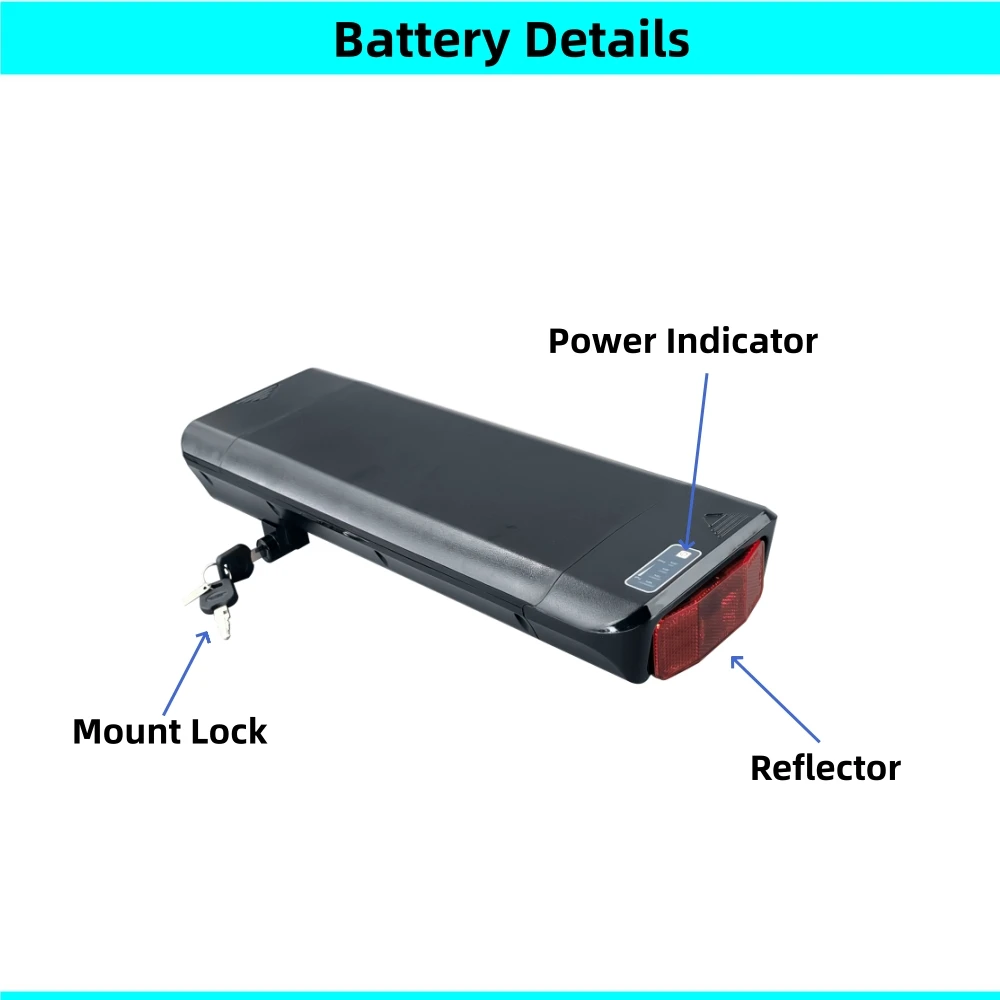 City Bike Rear Rack Bike Ebike Battery 24V 36V 8.8Ah 10Ah 10.4Ah 12Ah 12.8Ah 14Ah 15Ah 17.5Ah for E-200 Ezego Folding E-bike