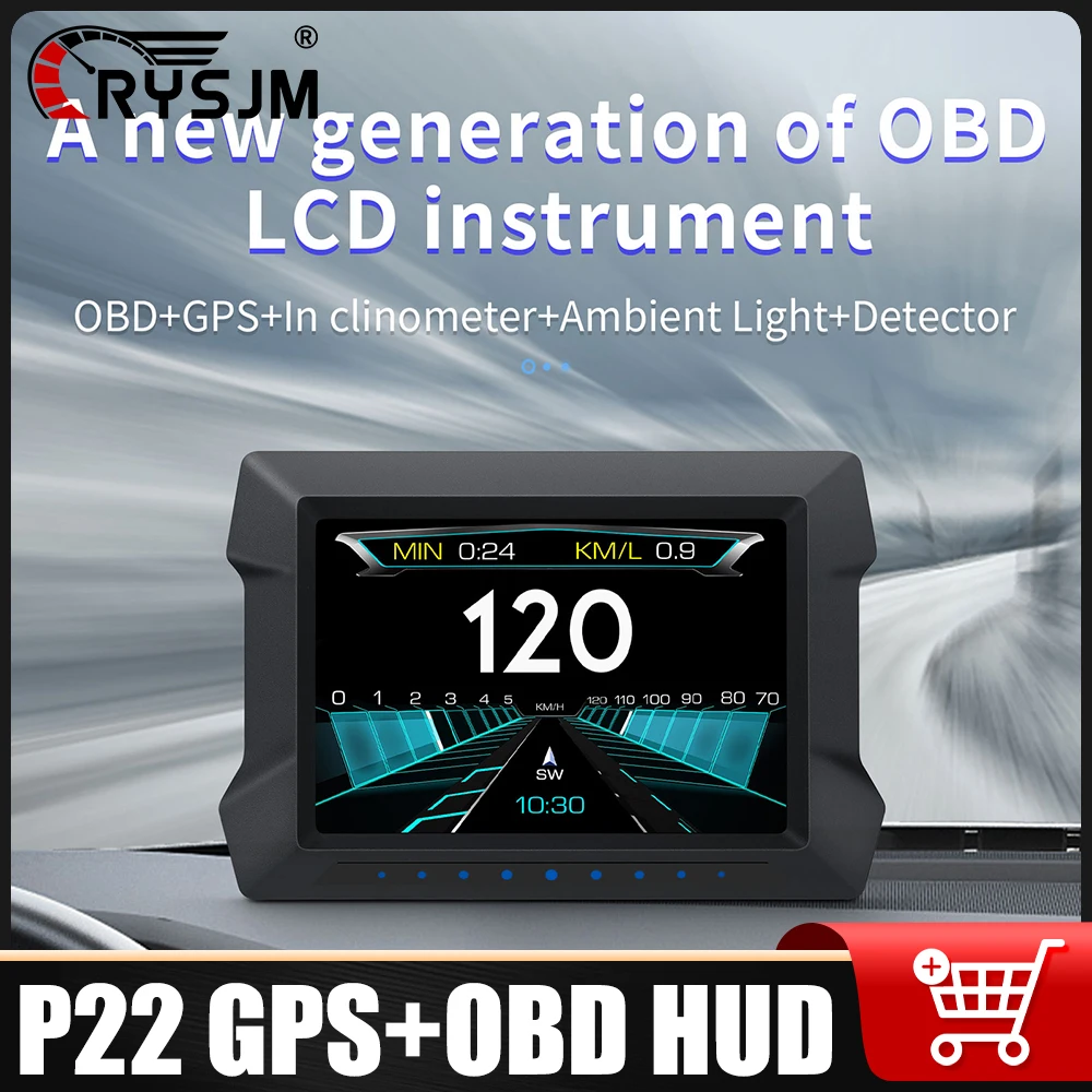

P22 OBD+GPS HUD Head Up Display Vehicle Speed Voltage Altitude Driving Direction Up/Down Slope Angle Car Electronic Accessories