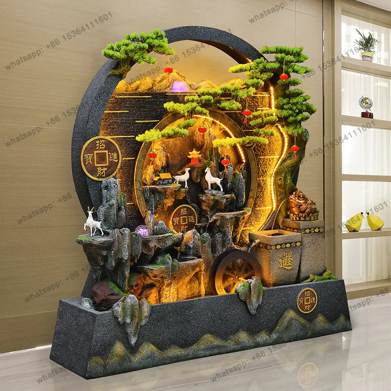 yjWater curtain wall, rockery, circulating water, lucky fountain, floor-to-ceiling ornaments, villa courtyard screen landscaping