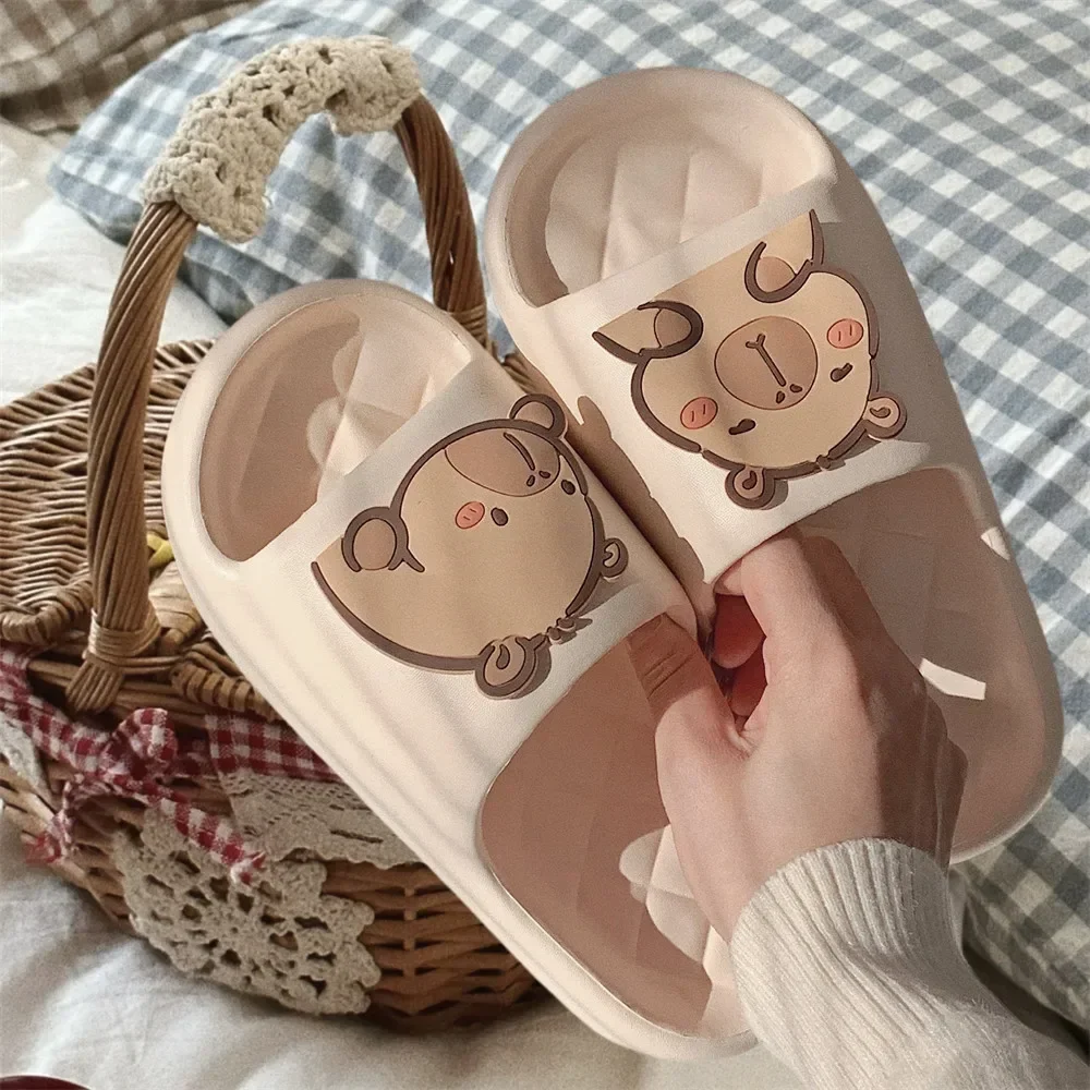 Home Slipper Women kapibara Cute Cloud Sandals Summer Flip Flops Beach Slides House Casual Room Shoes Kawai Flat Female Eva Men