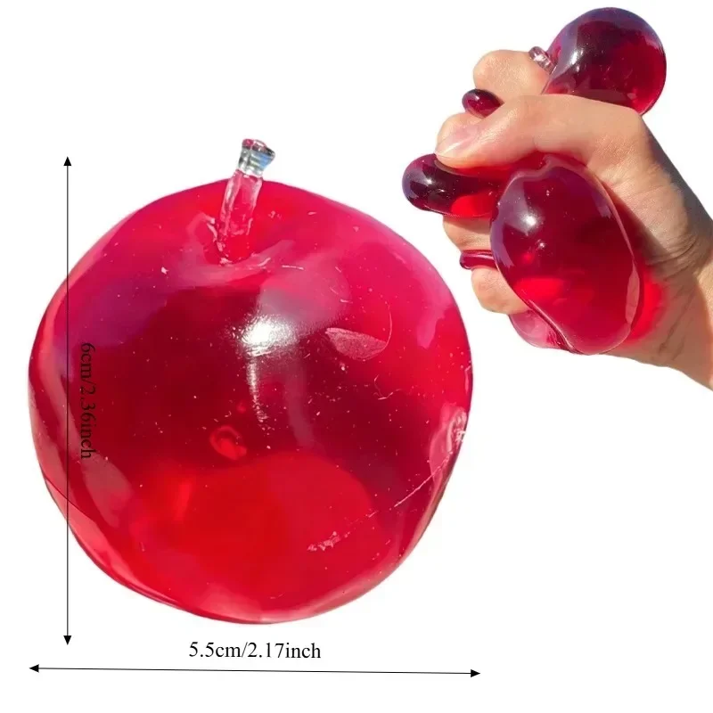 Red Squishy Apple Stress Ball Fidget Sensory Toy for ADHD Autism Adult Gift Non-rebound DIY Squeeze Moldable Coconut Oil