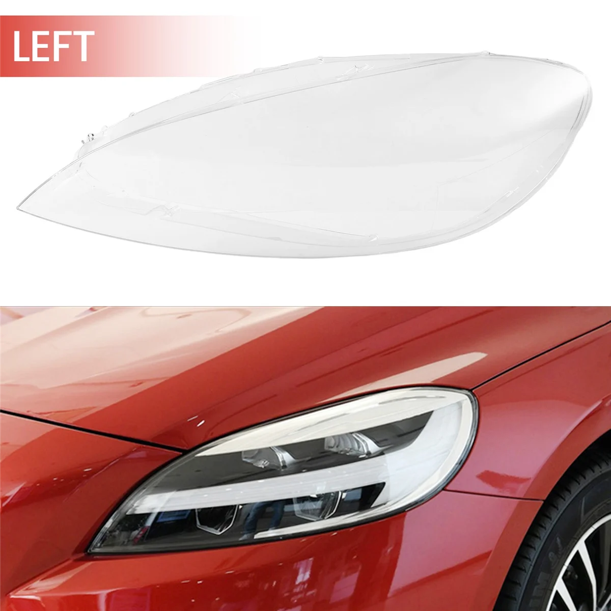 

For Volvo V40 17-19 Transparent Lampshade head light lamp Cover Left