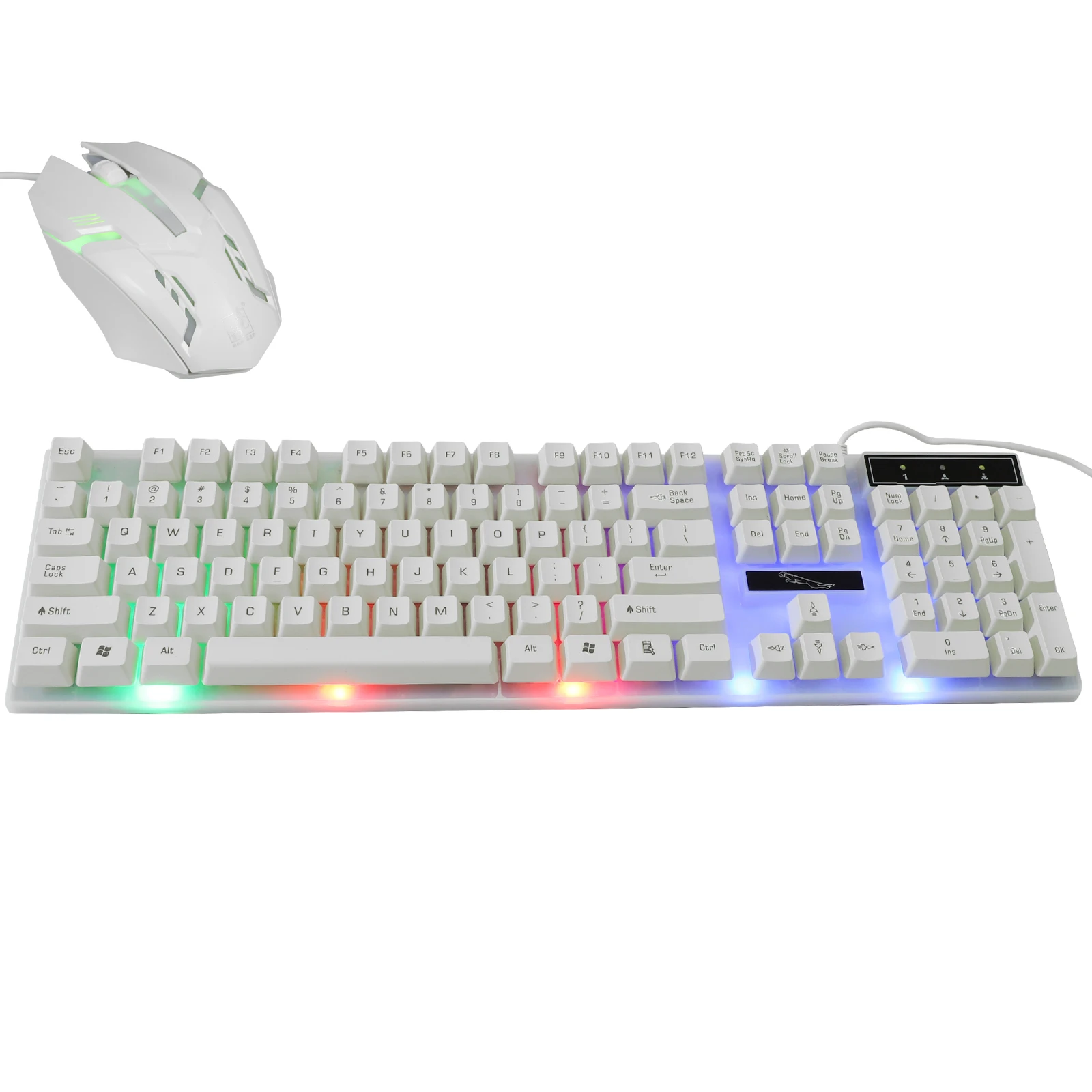 

LED Backlit Keyboard Mouse Set Wired Ergonomic 104 Game Keyboard Keys Non Conflict Mechanical Feel for PC Computer