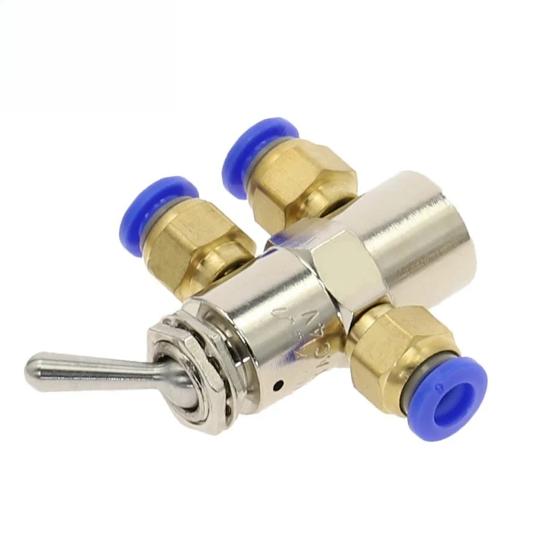 Cylindrical Air Pneumatic Mechanical Valve TAC2-4V Exhaust valve 2 Position 5 Way Self-locking Toggles switch w Fiittings