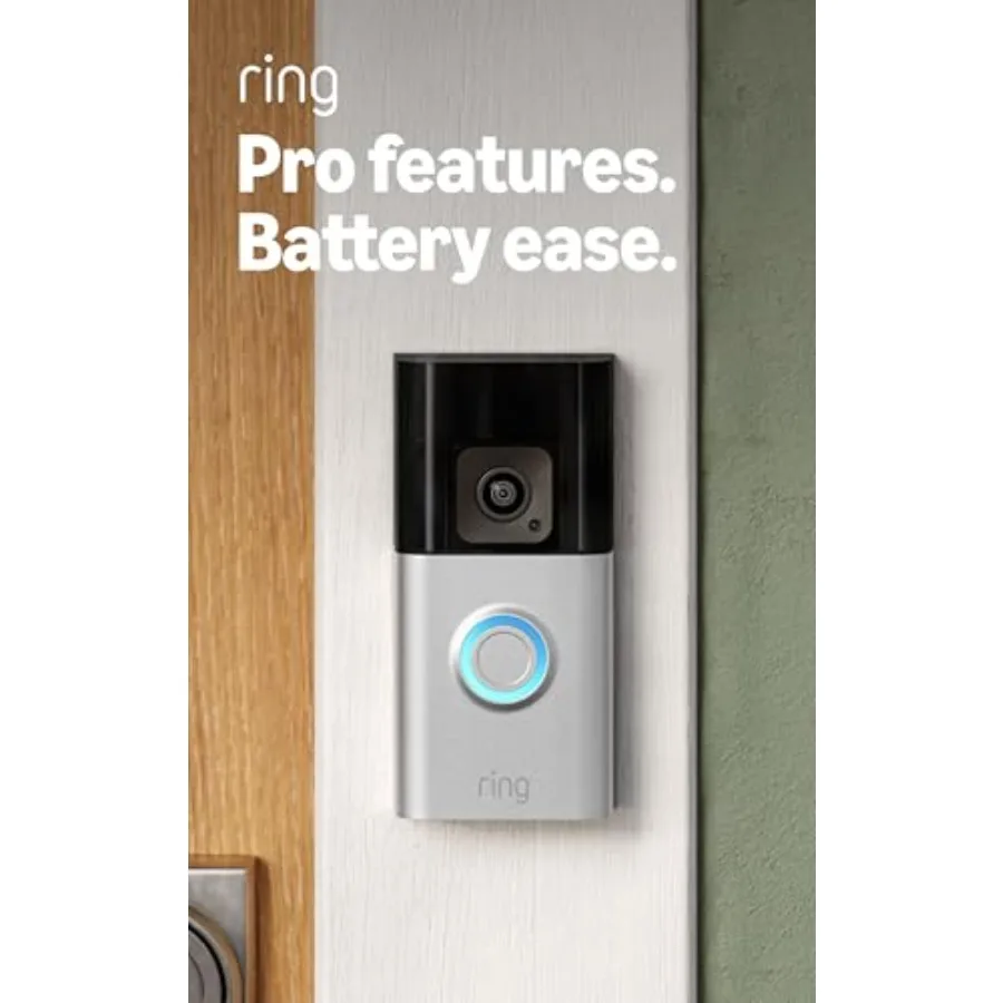 

Видеодомофон Ring Battery Doorbell Pro для домашней или коммерческой безопасности с 3D-обнаружением движения, двусторонней аудиосвязью и видео 1536p HD+ от головы до ног