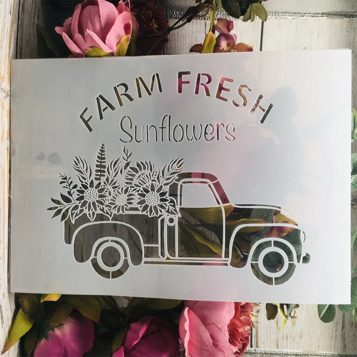 

A4 29*21cm Vintage Farm Truck DIY Layering Stencils Wall Painting Scrapbook Coloring Embossing Album Decorative Template