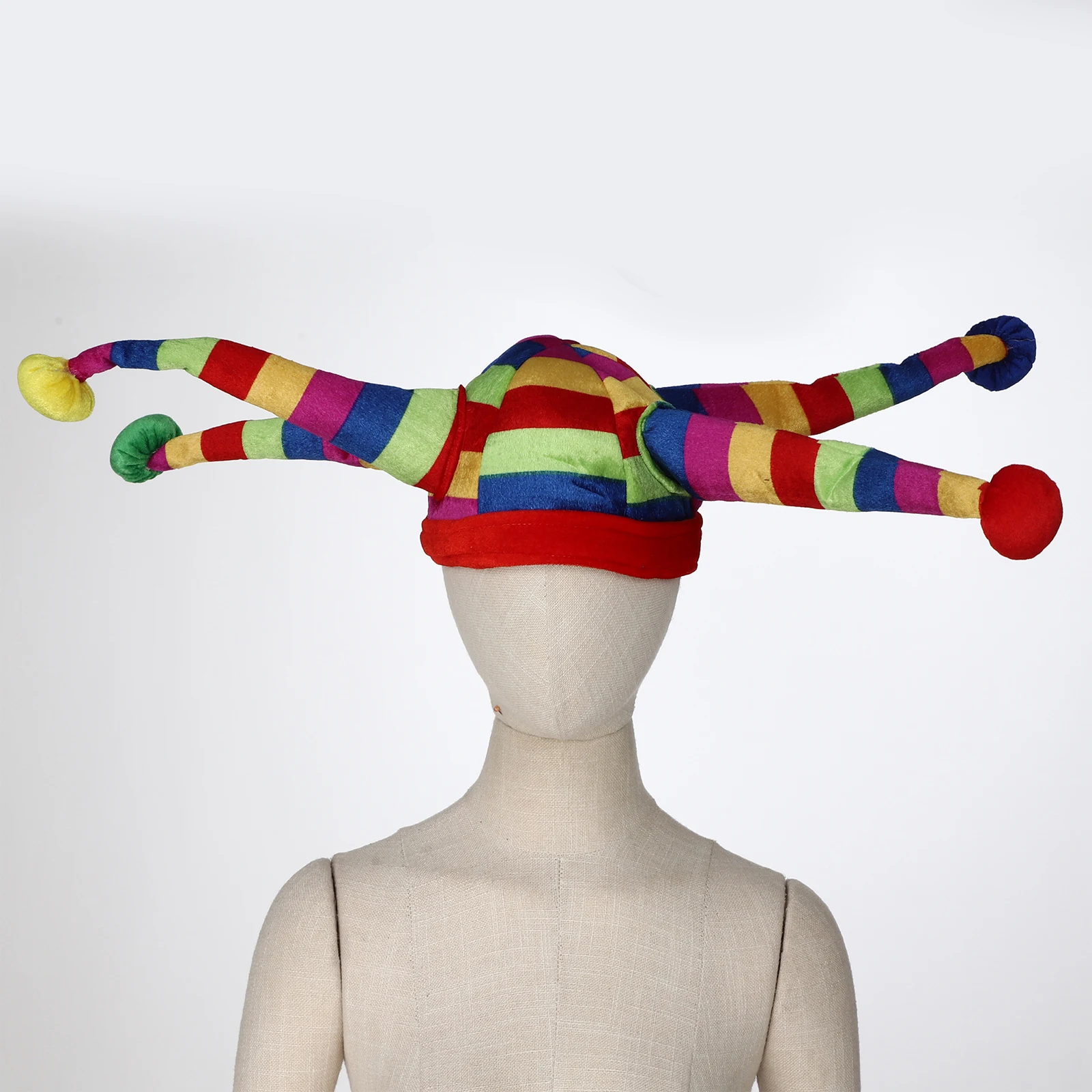 Fancy Clown Hat Mardi Gras Hat Peaks Bells Jesters Hats Cap Adult Kids Masquerade Halloween Party Cosplay Costume Accessories