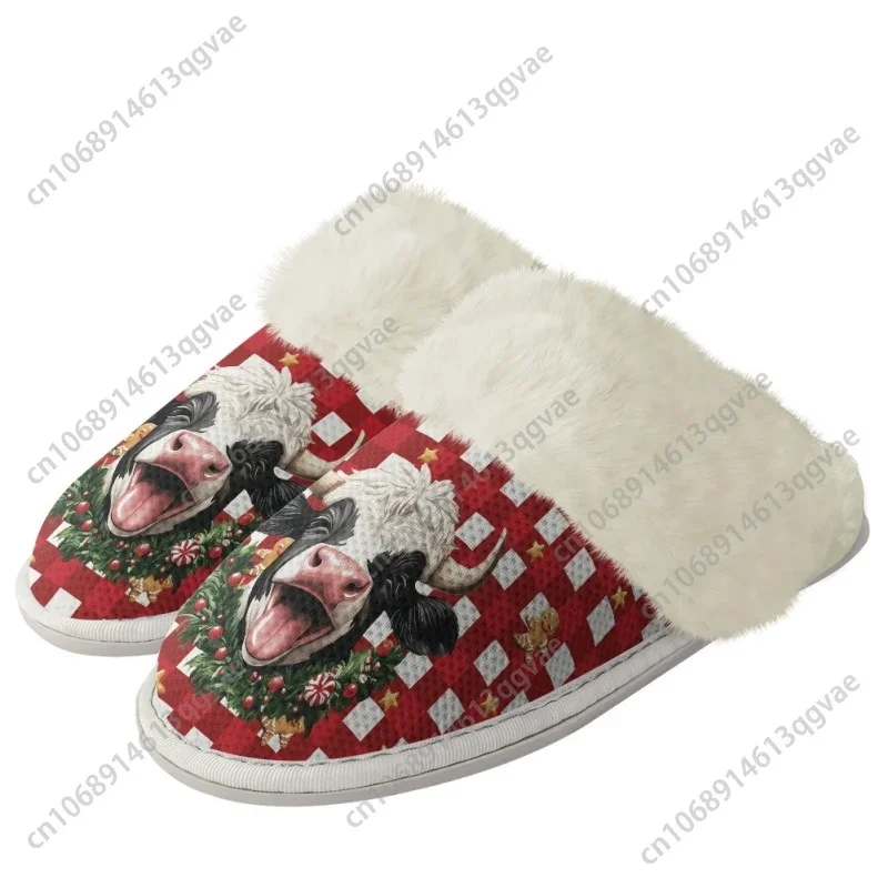 Christmas Buffalo Plaid Plush Slippers Keep Warm Shoes Mens Womens Home Cotton Bedroom Custom Thermal Lightweight Slipper DIY