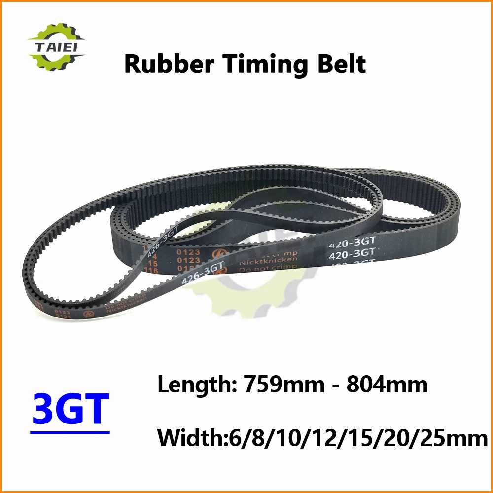 3GT المطاط حلقة متزامن حزام طول 759 762 765 768 774 780 783 789 792 795 801 804 مللي متر عرض 6-25 مللي متر GT3 توقيت محرك حزام