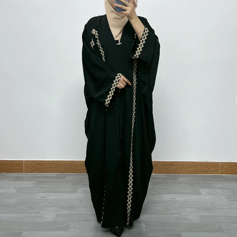 

Elegant Abaya With Batwing Sleeves And Pearl Embellishments For Women Dubai Long Loose Maxi Robe long woman shirt