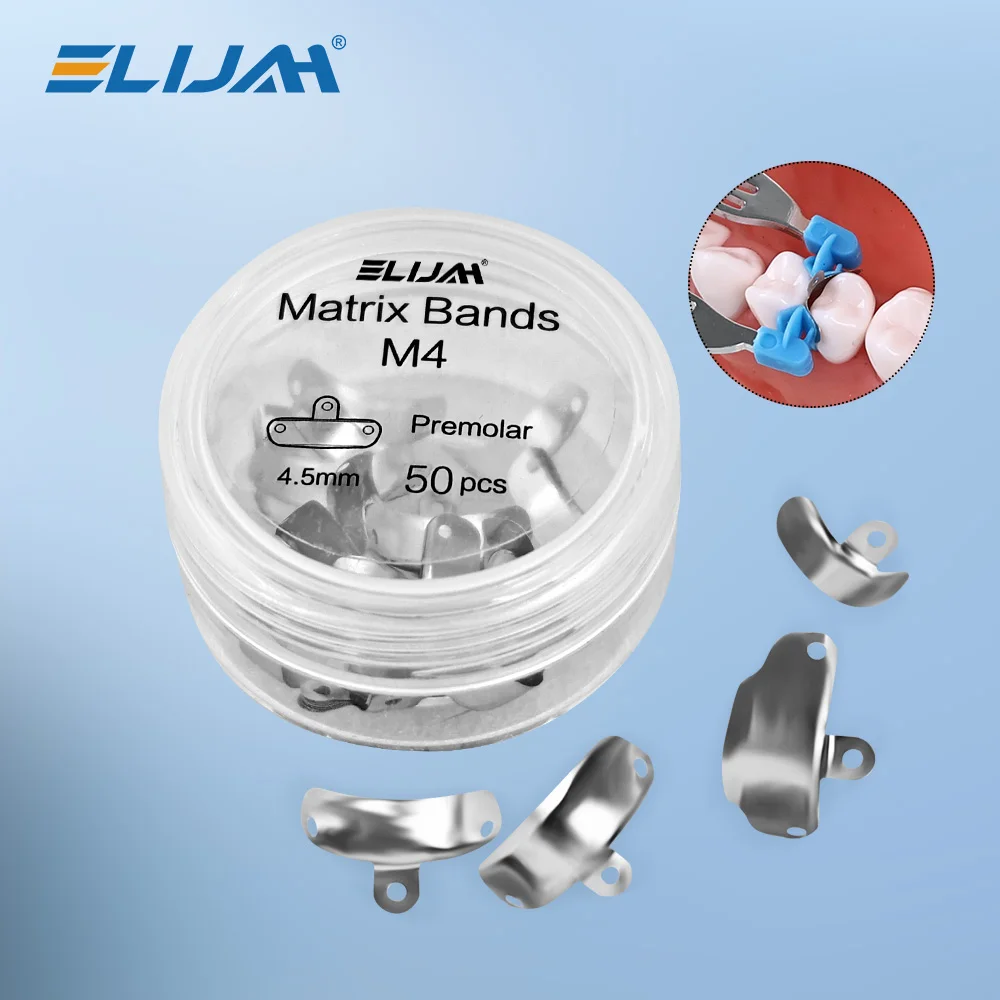 

ELIJAH 50Pcs/Box Dental Matrix Bands Sectional Contoured Metal Matrices Matrix Teeth Replacement Dentist Tools Dental Materials