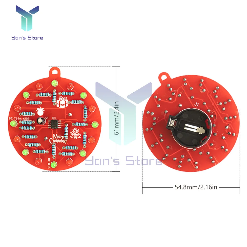 1Pc NE555 Flashing Light Pendant Production Kit LED Christmas Tree Decoration PCB Crcuit Ornaments For Beginner Welding Teaching