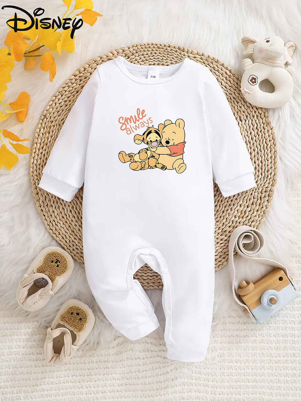 Licensed Potdemiel Winnie the Pooh & Tigger Printed Long Sleeve Baby Jumpsuit Cute prints, soft fabric, ideal for party wear