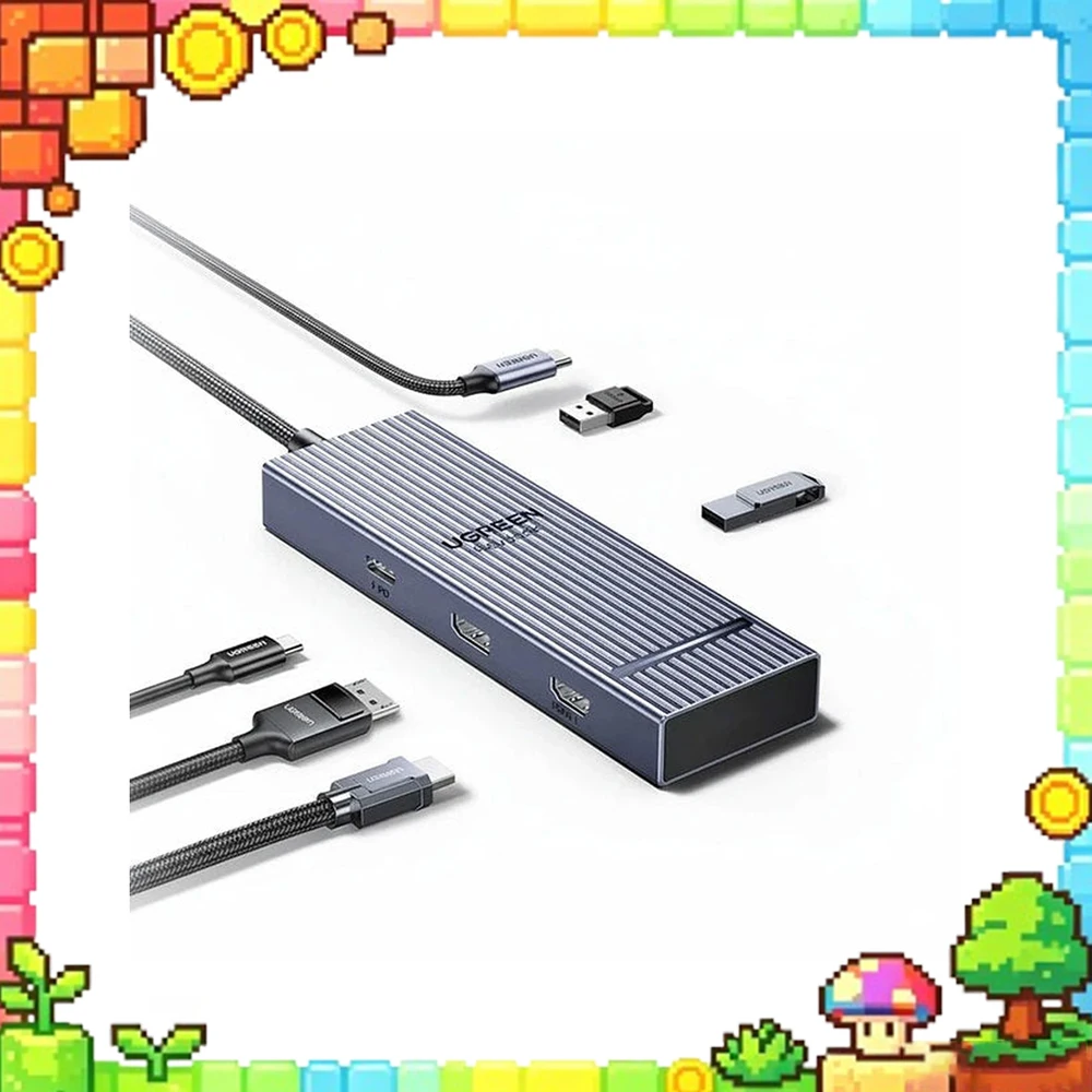 UGREEN 75643 6 in 1 USB C Hub 4K 60Hz DisplayPort Gigabit Ethernet 100W PD USB C USB A Docking Station.