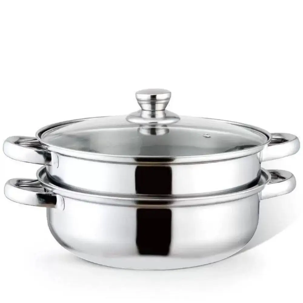 Durable Thickened Steamer Pot Stainless Steel With Lid Noodles Pot Multifunctional Fast Heating Soup Pot Kitchen Cookware