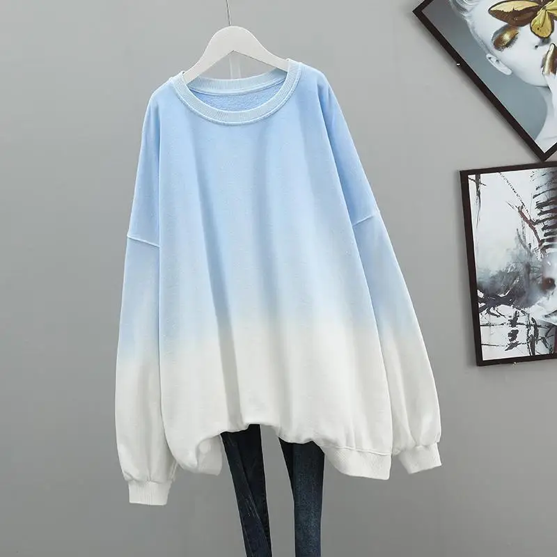 Spring Autumn New Round Neck Long Sleeve Fashion Sweatshirts Women High Street Casual Loose Mid-length Pullovers Elegant Tops