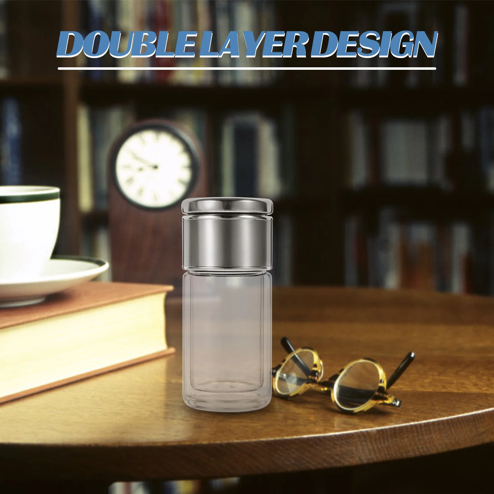 

1Pcs Double Layer Glass Tea Bottle Cup Portable Leak-Proof Water Glass Tumbler with Tea Strainer for Home Office Use