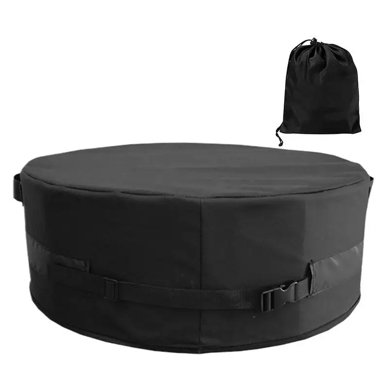 Fire Bowl Cover Outdoor Fire Pit Cover Waterproof Patio Cover Outdoor Fireplace Cover 600D Oxford Adjustable Buckle Heavy Duty