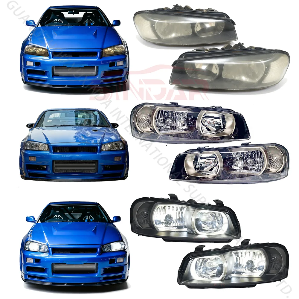 Original Headlight Suitable for Nissan Skyline 5th Generation R34 GTR GT-R 1999-2002 Head Lamp 99-02 2003-2007