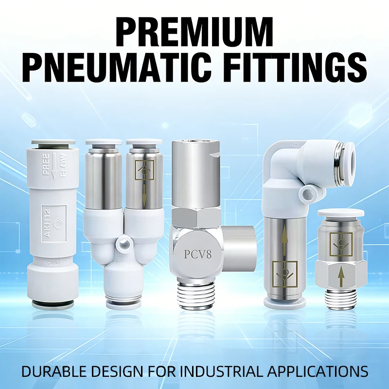 

White AKH/SPU-04/6/8/10/12mm Pneumatic Quick Insertion Tube Straight Through One-way Check Valve Connector