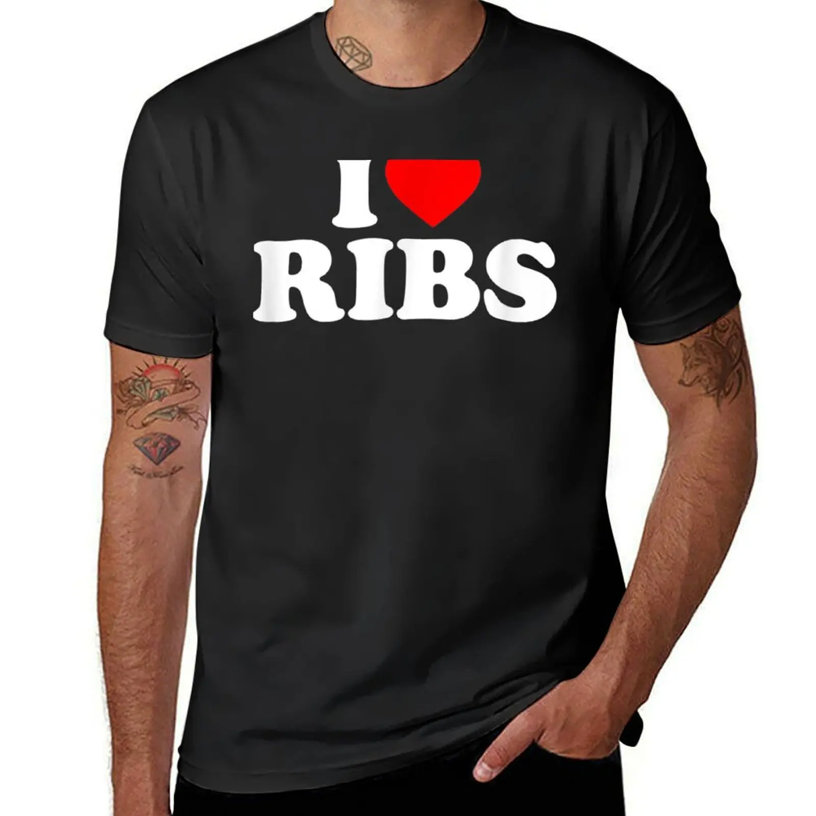 I Love Ribs T-Shirt oversizeds tops boys animal print mens vintage t shirts