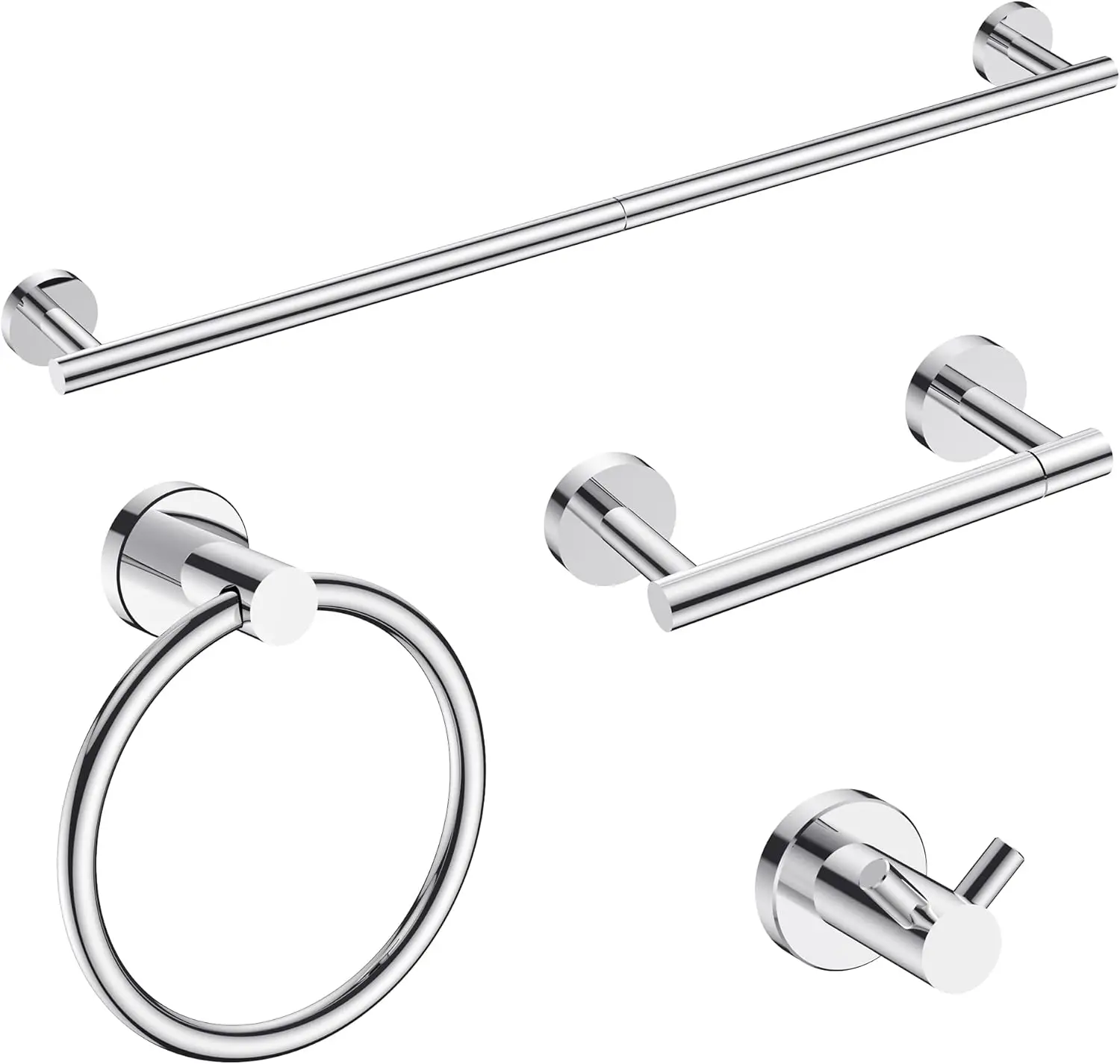 

Современный набор аксессуаров для ванной из нержавеющей стали: держатель для полотенец, кольцо для полотенец, держатель для туалетной бумаги и крючки - устойчивые к ржавчине и простые в установке