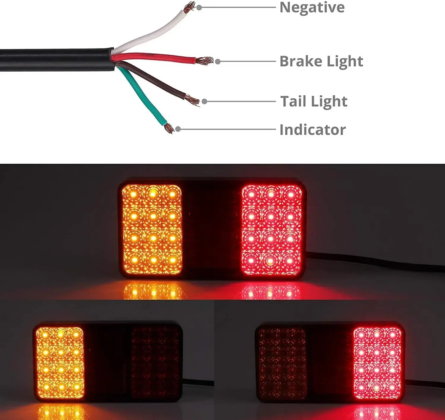2 PCS 24 LED Trailer Tail Lights 12V Waterproof Stop Turn Tail Lights Red & Yellow for RV Camper Van Lorry Tractor