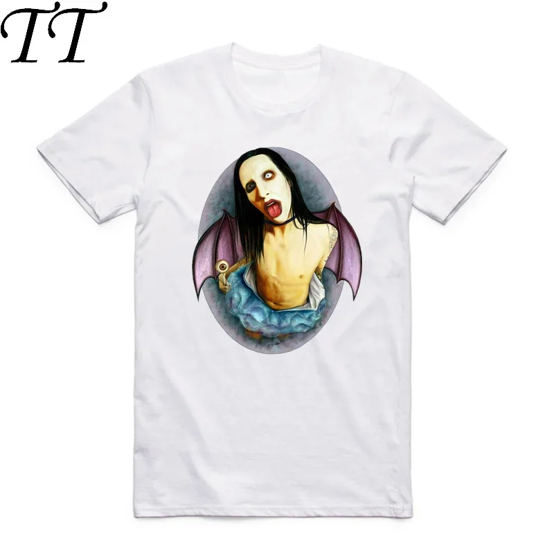 Asian Size Men And Women Printing Marilyn Manson Rock T-shirt Summer Casual O-Neck Short Sleeves T-shirt HCP4073