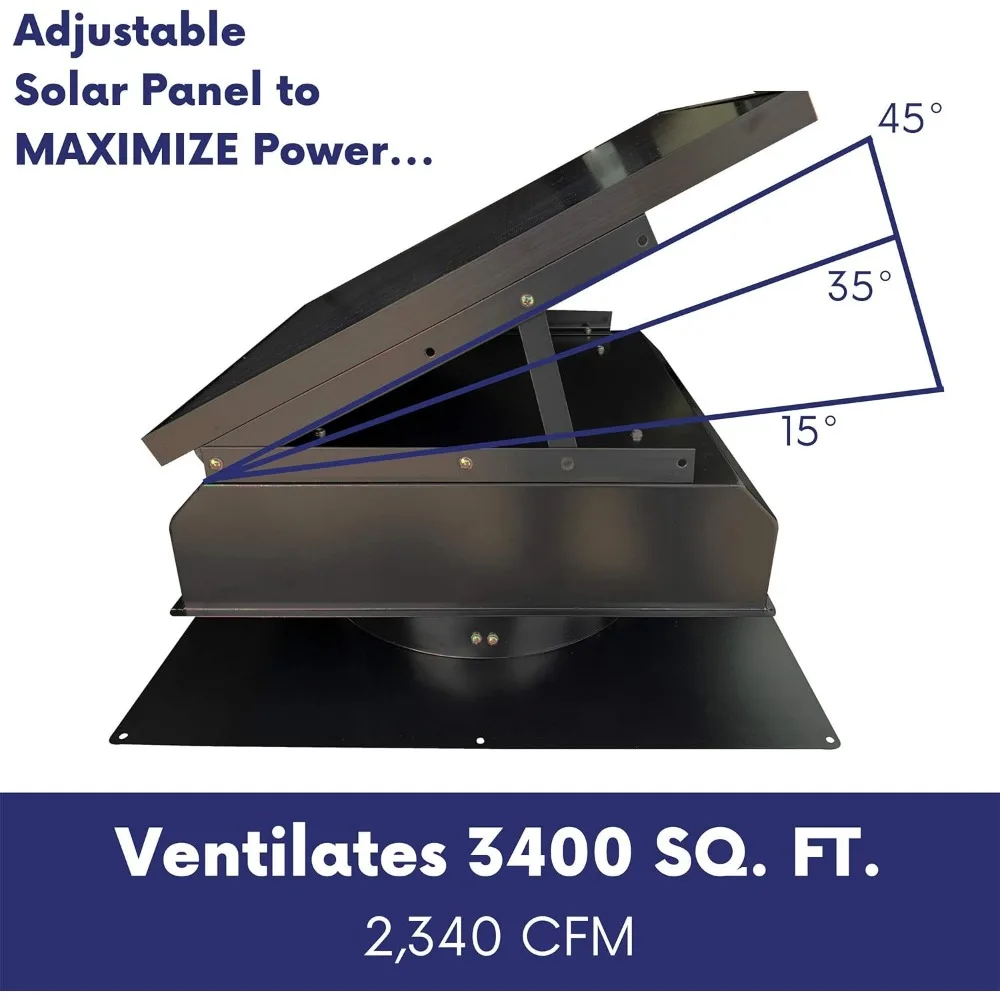 Ventilador solar para ático Solar Builder Series de 40 vatios: incluye adaptador de 110 V para funcionamiento nocturno de conducción automática