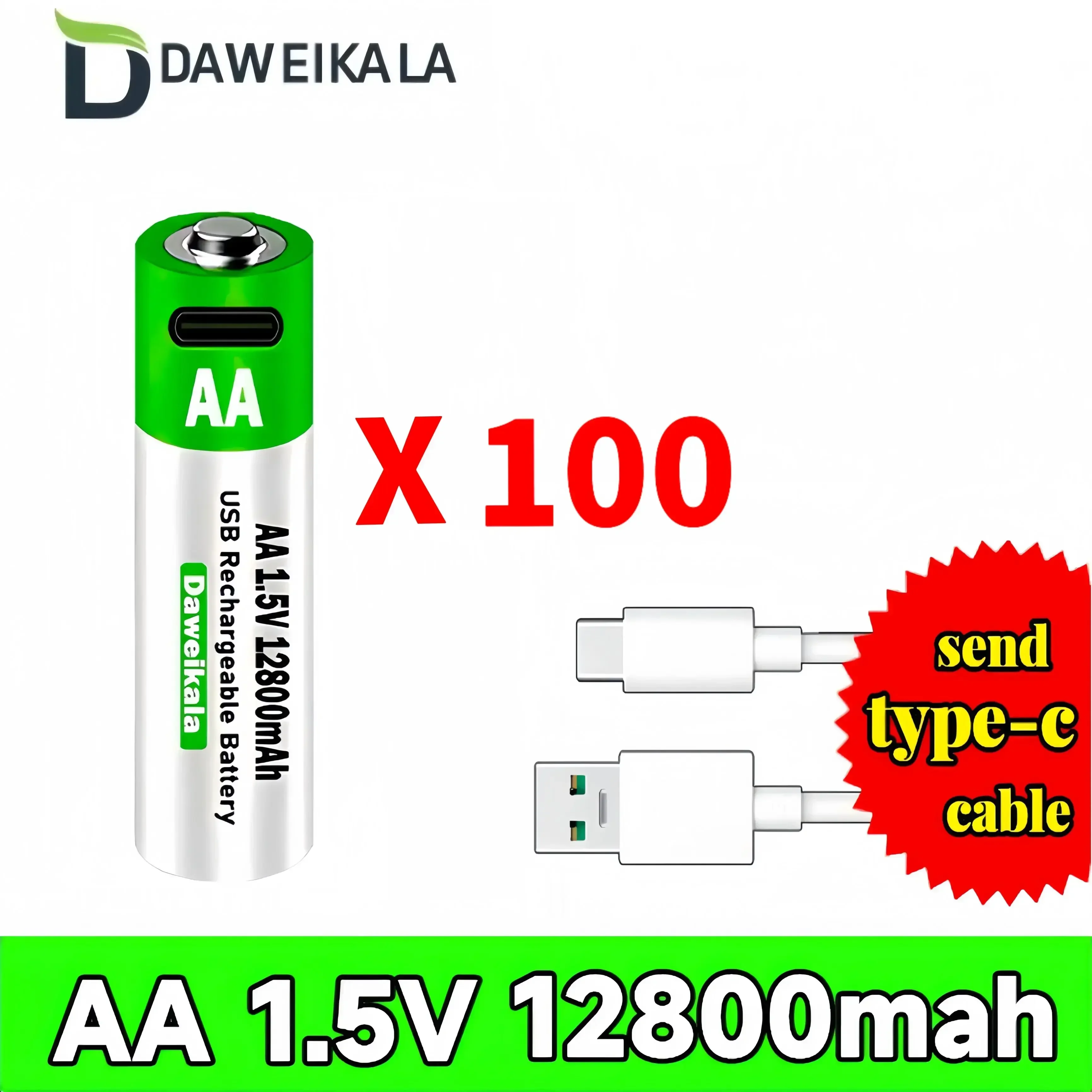 Baterai Li-ion Isi Ulang AA 1.5V 12800MAh Kapasitas Tinggi, untuk Baterai Mainan Listrik Mouse Remote Control + Gratis Tipe