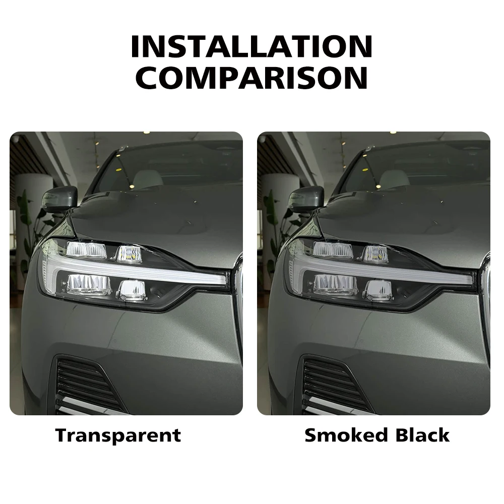 Custom Fit TPU PPF for Volvo XC60 2017-2026 High Gloss Smoke Black Pre Cut Car Headlight Protective Film Anti-Scratch Vinyl Wrap view 3