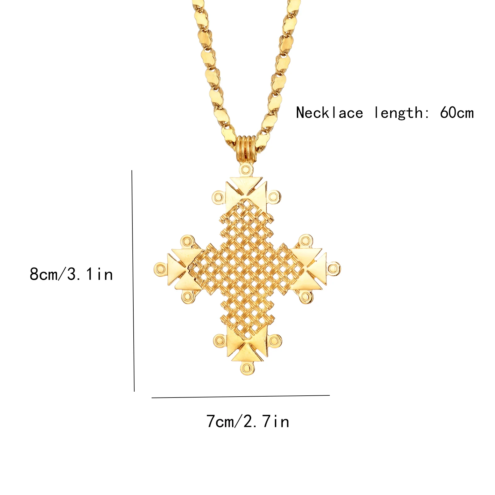 Ethlyn Ethiopian Cross Necklace Hollow Gold Pendant Women's Jewellery MY765